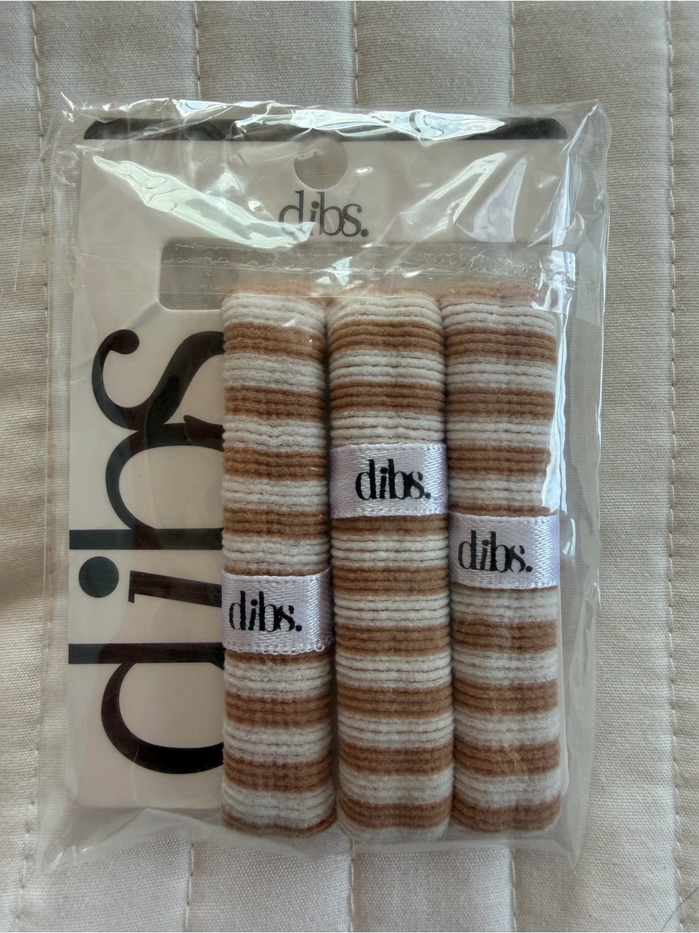 dibs. Women’s Striped Beige & White Hair Ties - 3 Pack